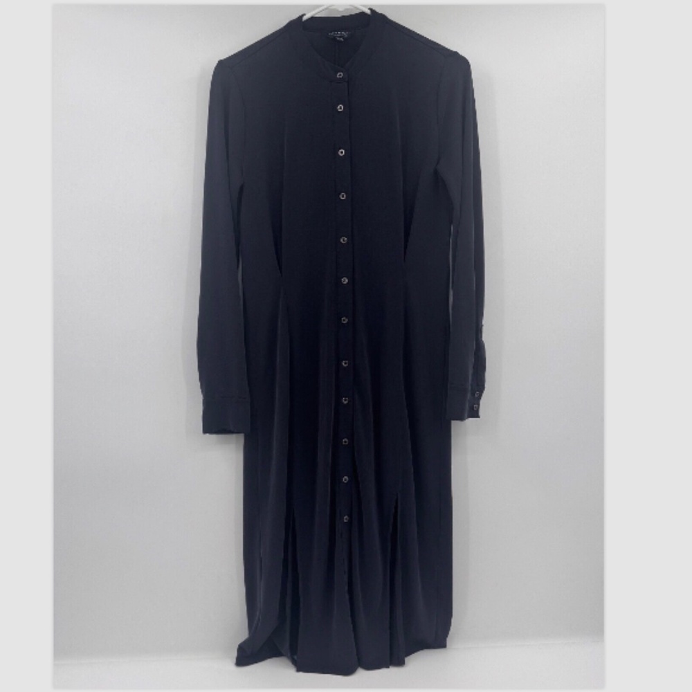 Lucky Brand Dress Women XS Blue LongSleeve Buttons Midi Lagen Coastal Minimalist